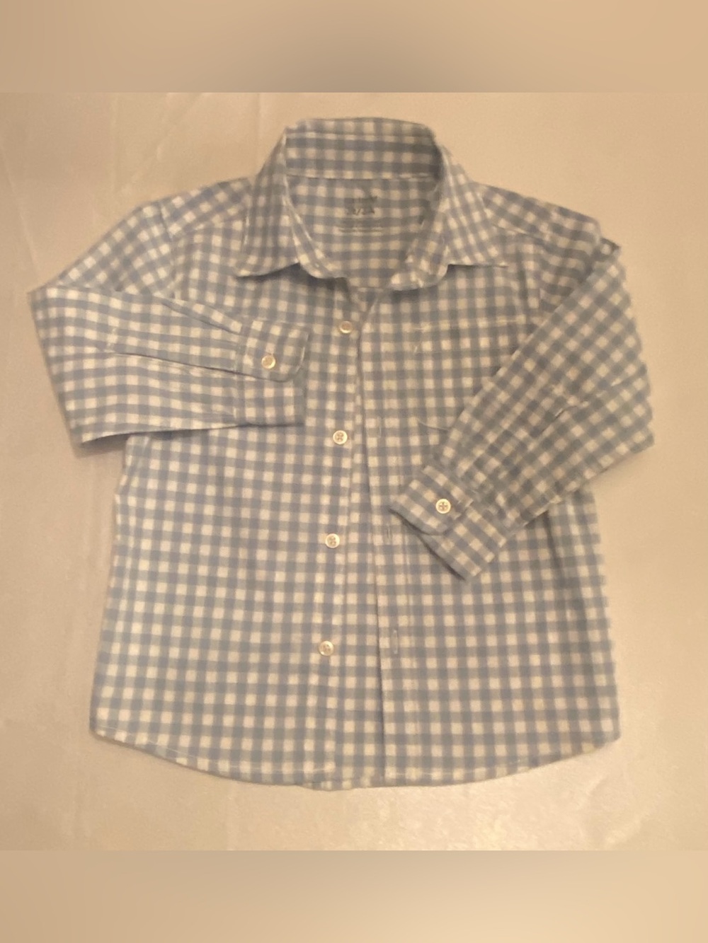 Carter's Light Blue and White Gingham Button-Down Shirt EUC Size 3T 🩵